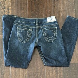 Y2K True Religion Blue Skinny Jeans with Classic Fading